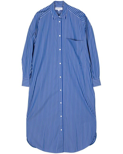Enföld long striped cotton-blend shirt dress