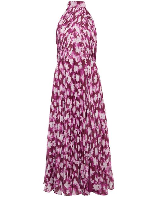 Monique Lhuillier floral-print pleated midi dress