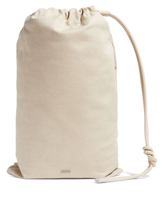 Z Zegna drawstring-fastening linen backpack