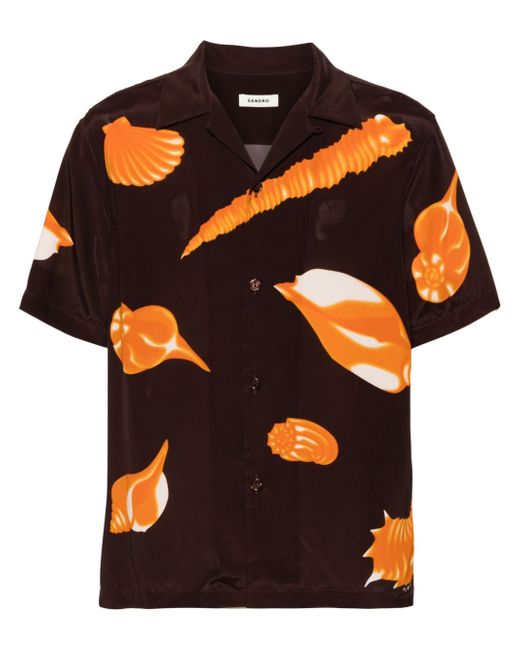 Sandro graphic-print notched-collar shirt