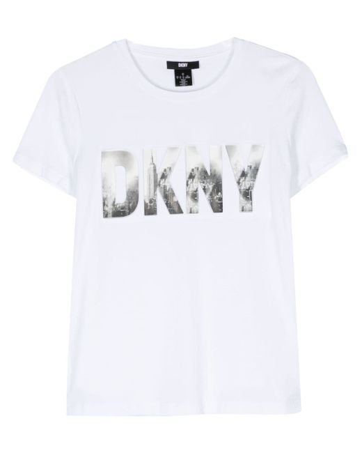 Dkny logo-debossed cotton T-shirt