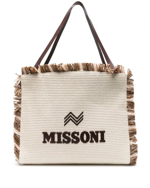 Missoni logo-appliqué frayed tote bag