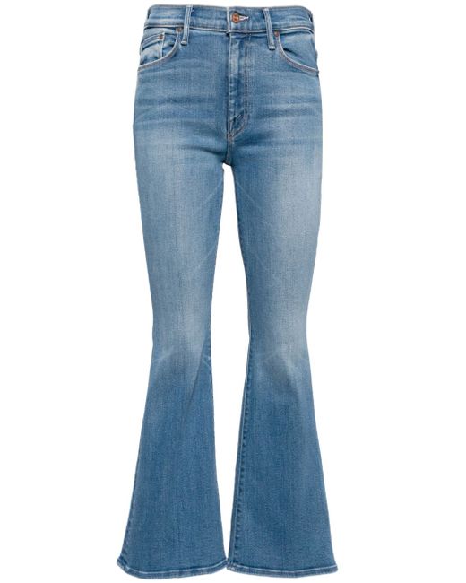 Mother whiskering effect mid-rise flared jeans