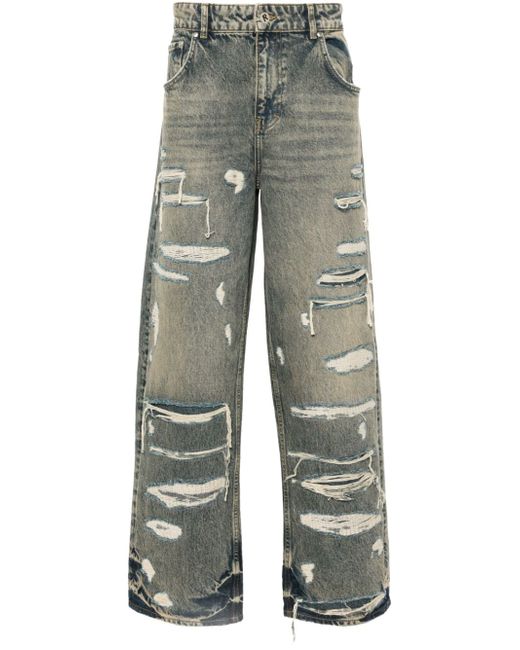 Represent R3D distressed straight-leg jeans