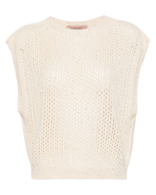 Twin-Set sequined open-knit top