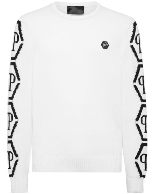 Philipp Plein Hexagon intarsia-knit logo jumper