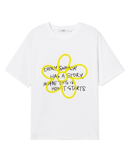 b+ab slogan-floral print T-shirt