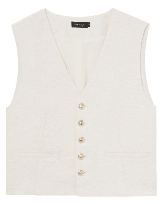 tout a coup button-up textured waistcoat