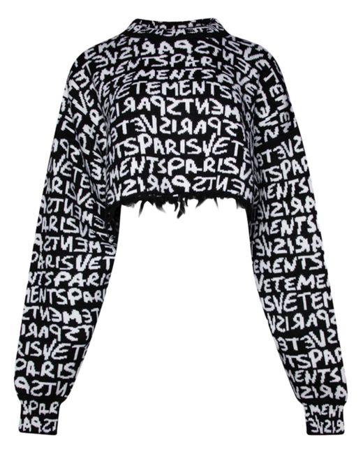 Vetements Graffiti-logo intarsia-knit jumper