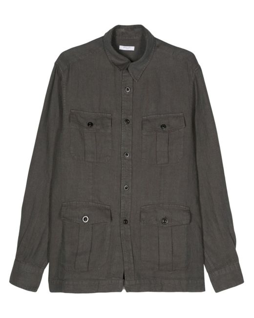 Boglioli tonal stitching linen shirt jacket