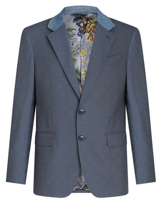 Etro patterned-jacquard panelled blazer