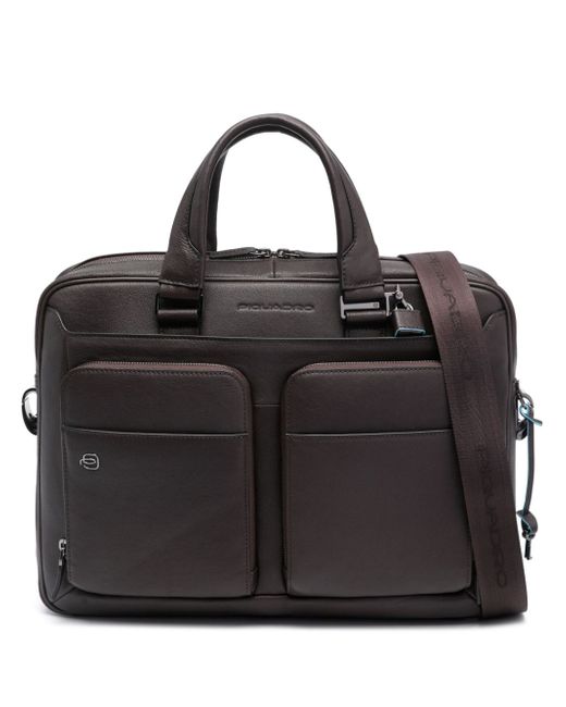 Piquadro debossed-logo leather briefcase