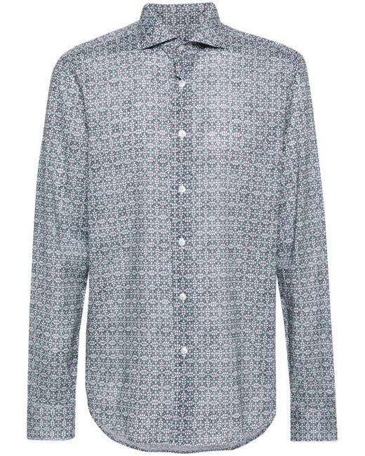 Fedeli geometric-print cotton shirt