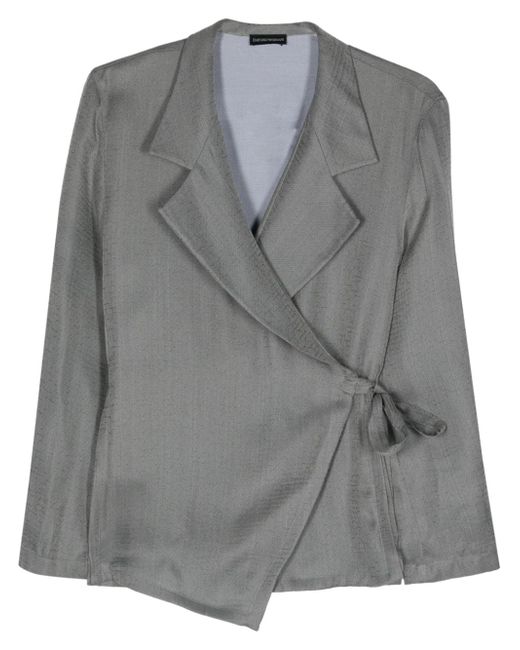 Emporio Armani patterned-jacquard wrap blazer