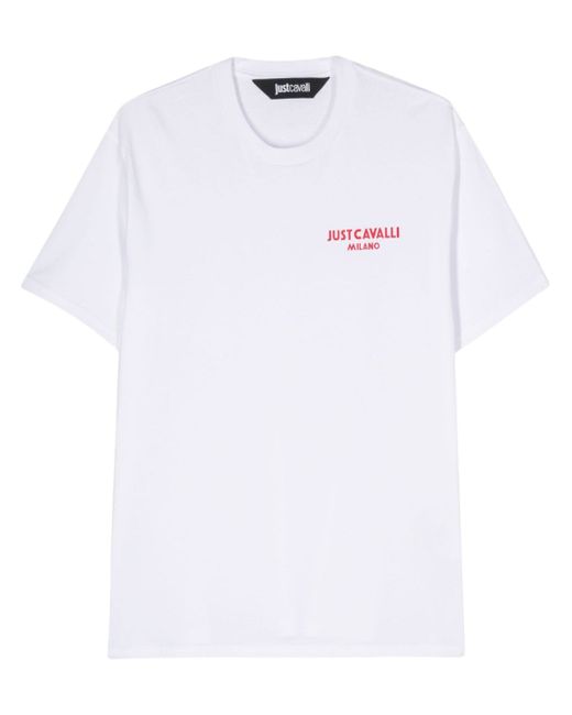 Just Cavalli logo-flocked T-shirt