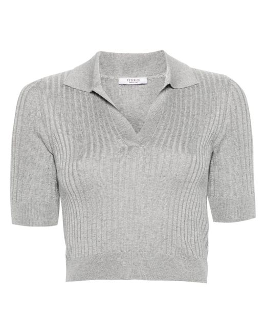 Peserico cropped ribbed polo jumper