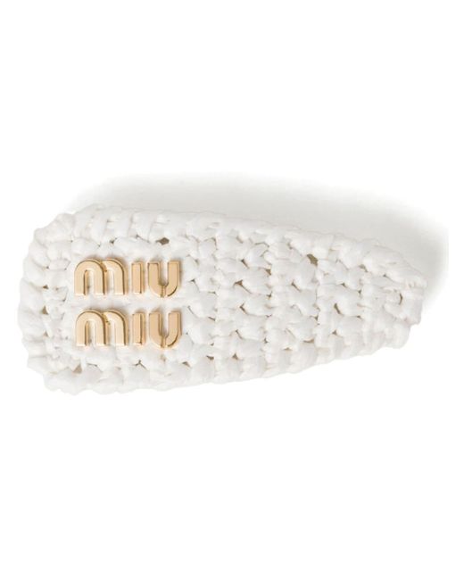 Miu Miu logo-lettering woven hair clip