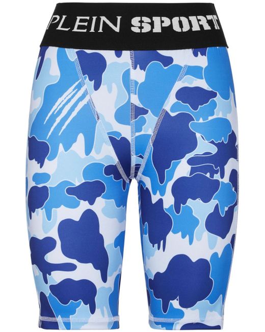 Plein Sport camouflage-print logo-waistband leggings