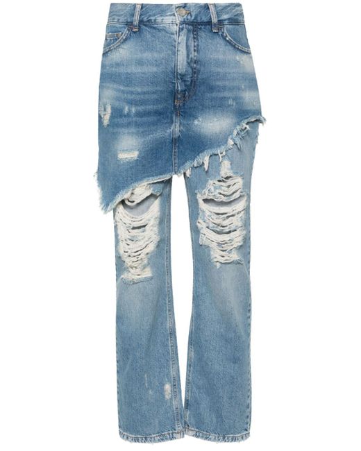 Liu •Jo destroyed-effect straight-leg jeans