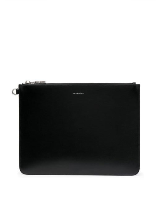 Givenchy logo-print zip-up leather clutch bag