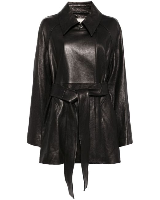 Khaite belted leather coat