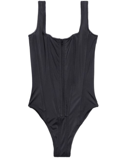 Balenciaga scalloped-trim corset swimsuit