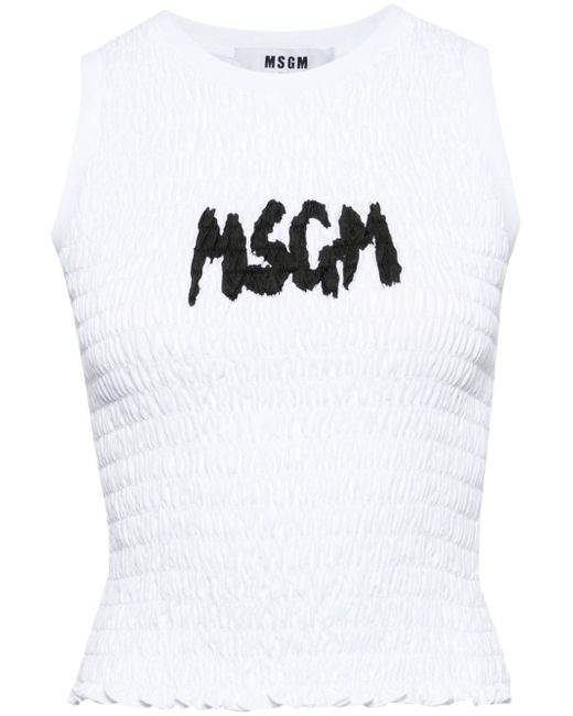 Msgm logo-print smocked top