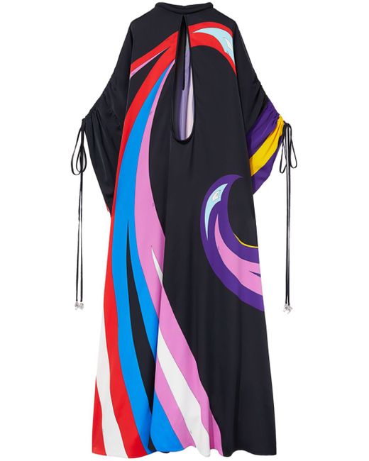 Pucci Cigni-print cape gown