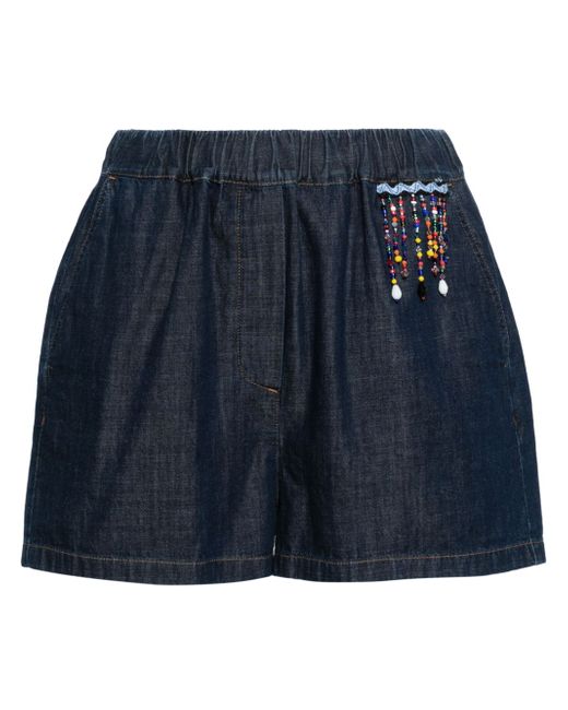 Msgm bead-embellished denim shorts