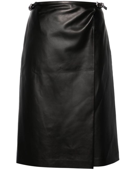 Givenchy belted leather wrap skirt