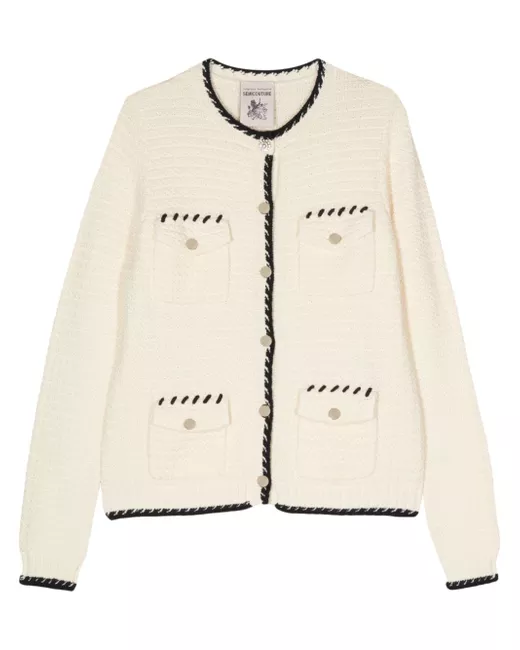 Semicouture contrasting-borders knitted cardigan