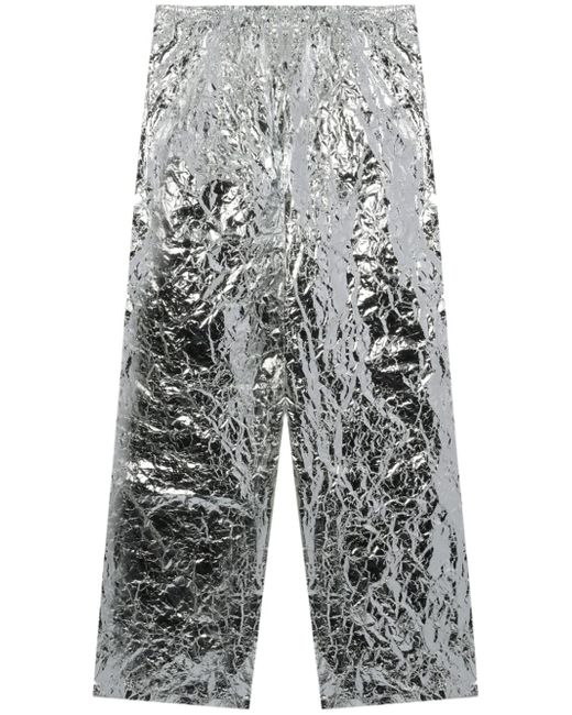Hed Mayner metallic-finish crinkled trousers