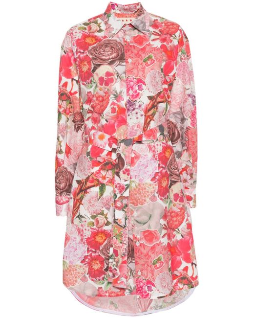 Marni floral-print shirt dress