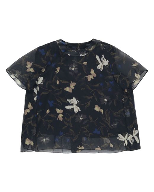 Sacai floral-print semi-sheer t-shirt