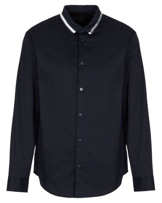 Armani Exchange logo-collar long-sleece shirt