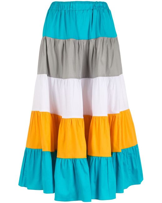 Olympiah stripe-pattern flared skirt