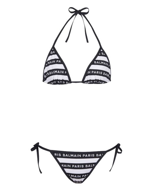 Balmain logo-print triangle bikini set