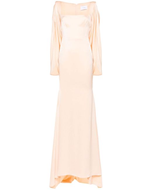 Alex Perry satin cape gown