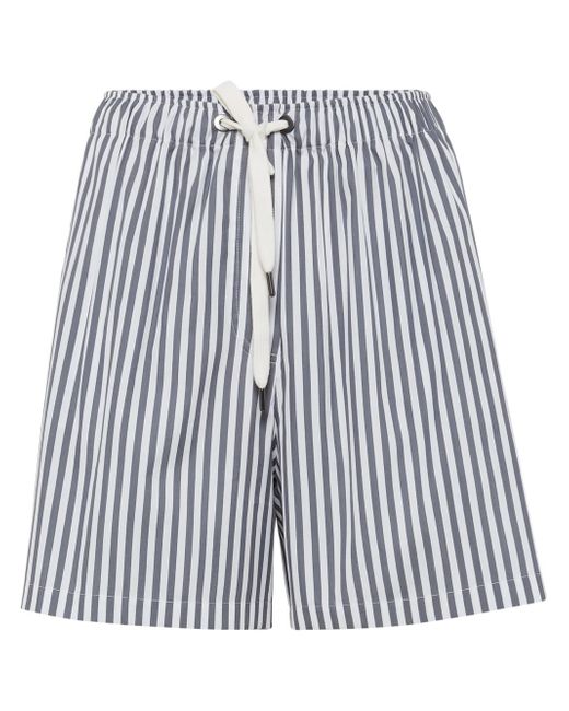 Brunello Cucinelli striped cotton-silk Bermuda shorts