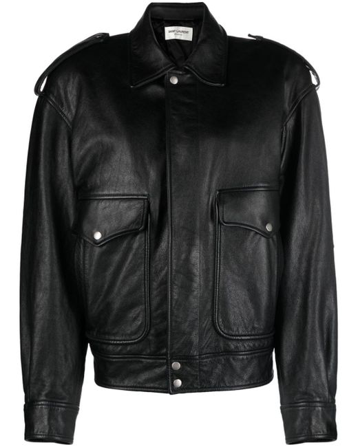 Saint Laurent leather zip-up jacket