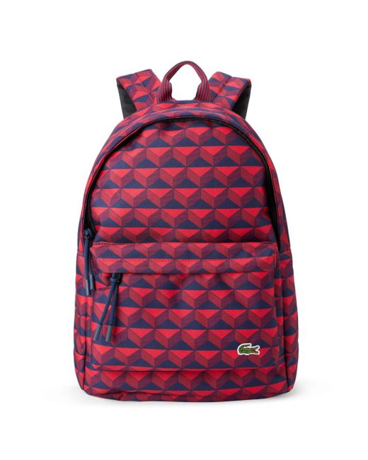 Lacoste geometric-print logo-appliqué backpack