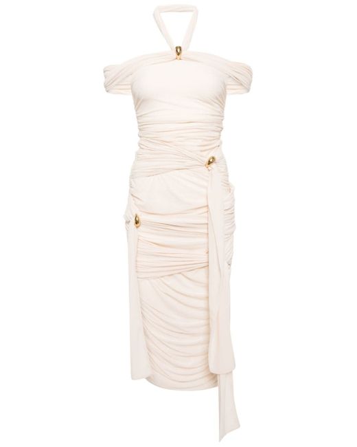 Blumarine hardware-embellished ruched jersey gown