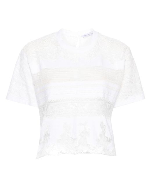 Ermanno Scervino lace-panelling cropped T-shirt