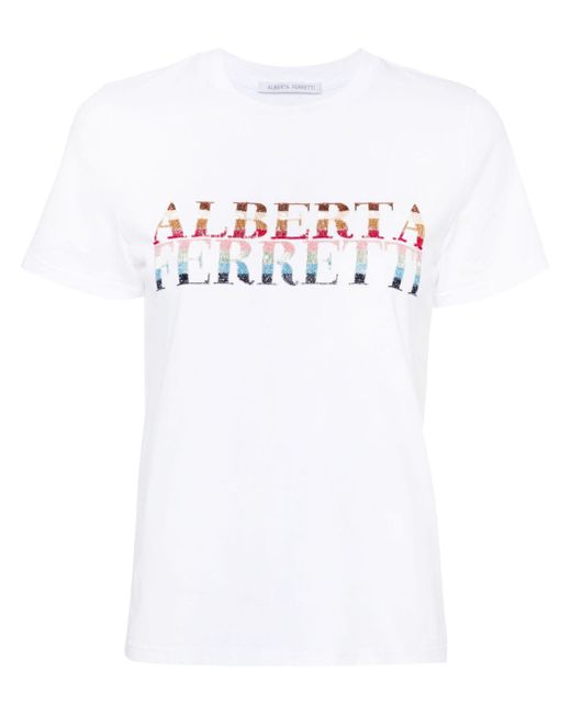 Alberta Ferretti bead-logo cotton T-shirt