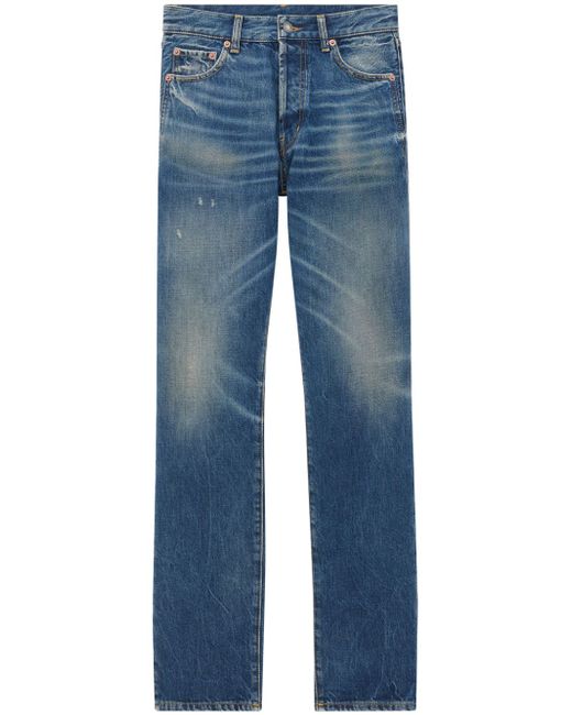 Saint Laurent whiskering-effect straight-leg jeans