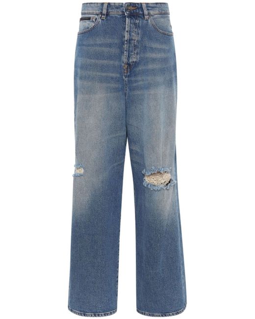 Philipp Plein wide-leg distressed jeans