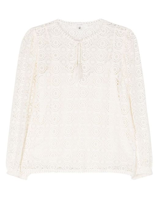 Frame tassel-detail guipure-lace blouse