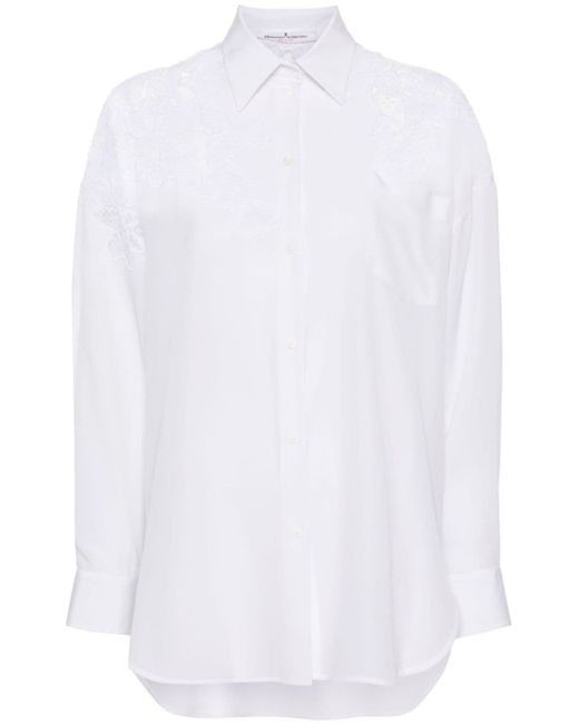 Ermanno Scervino floral-lace detail silk shirt