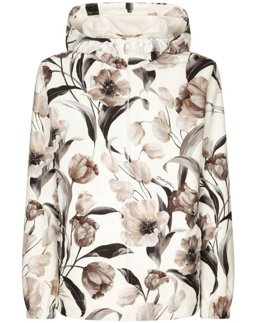 Dolce & Gabbana Tulip-print zip-up hooded jacket
