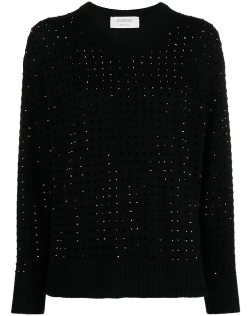 Sportmax rhinestone-embellished fine-knit jumper
